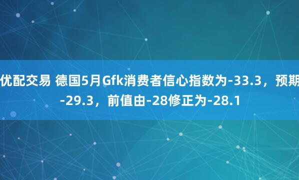 优配交易 德国5月Gfk消费者信心指数为-33.3，预期-29.3，前值由-28修正为-28.1